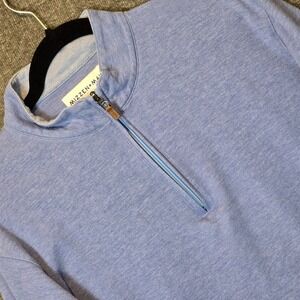 Mizzen+Main Sweater Mens XL Blue Quarter Zip Pullover Performance Stretch Tech